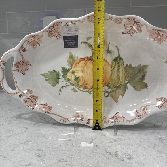 FALL PUMPKINS Large 20x11” Melamine Serving Tray Platter w/ Handles Farmhouse - Picture 8 of 9